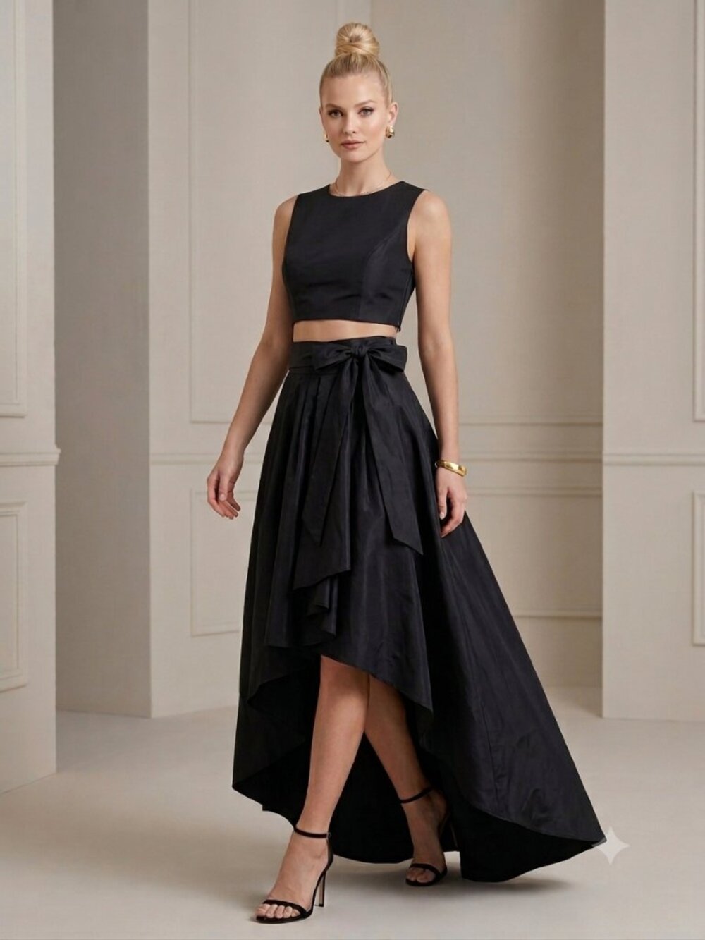 Adrianna Papell Tie Waist High Low Pleated Maxi Ball Gown Evening Skirt 12